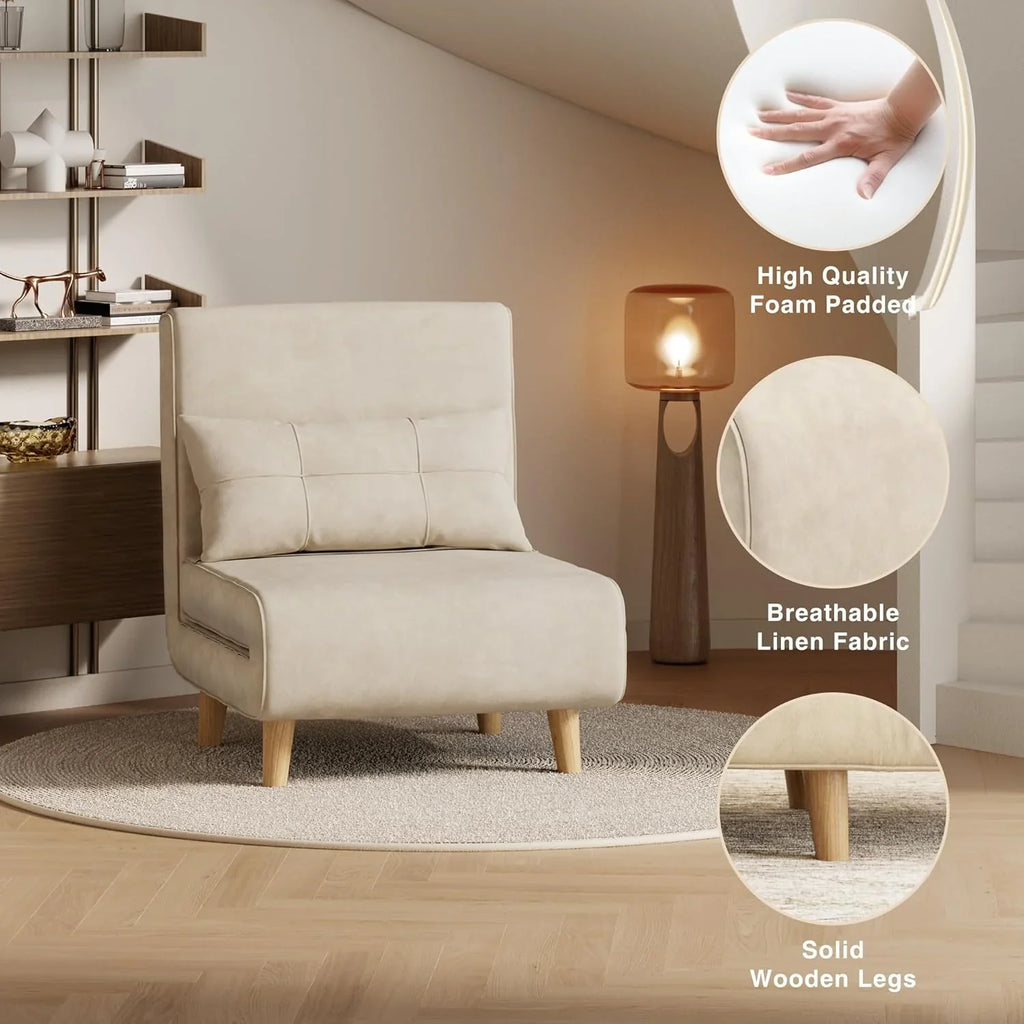 Fauteuil-lit 3 en 1, canapé-lit futon convertible avec dossier réglable