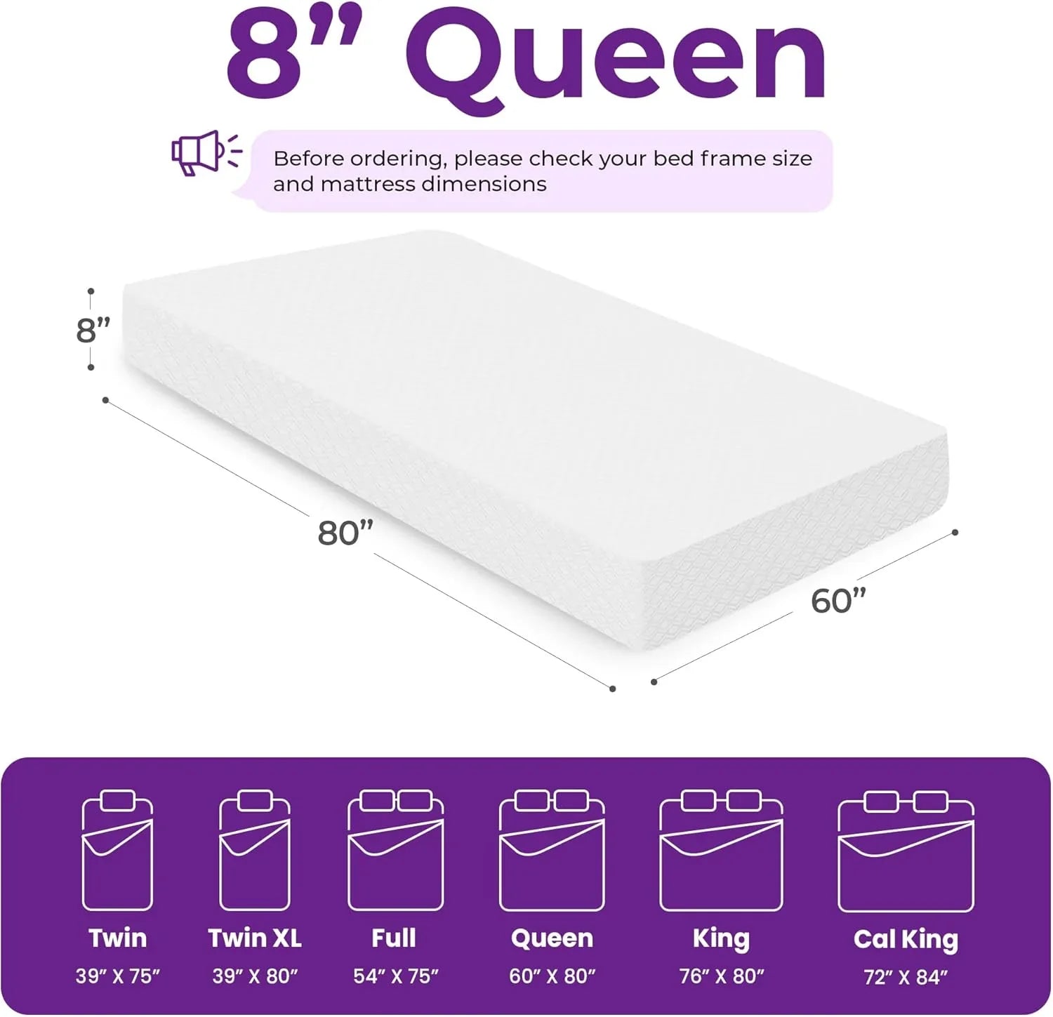 Matelas en mousse à mémoire de forme GAESTE de 8 pouces, entièrement rafraîchissant, matelas dans une boîte