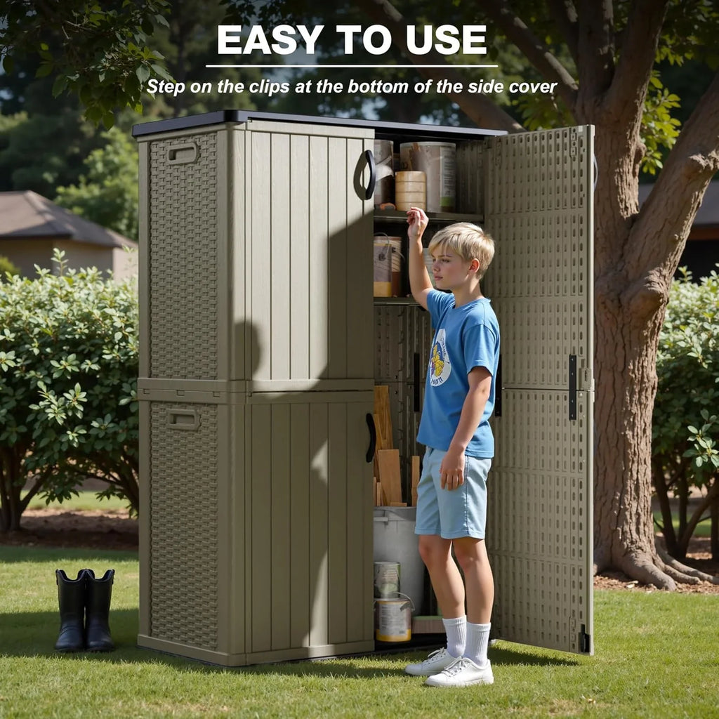 Abri de rangement horizontal extérieur Greesum 27 pieds cubes en résine grand coffre de rangement