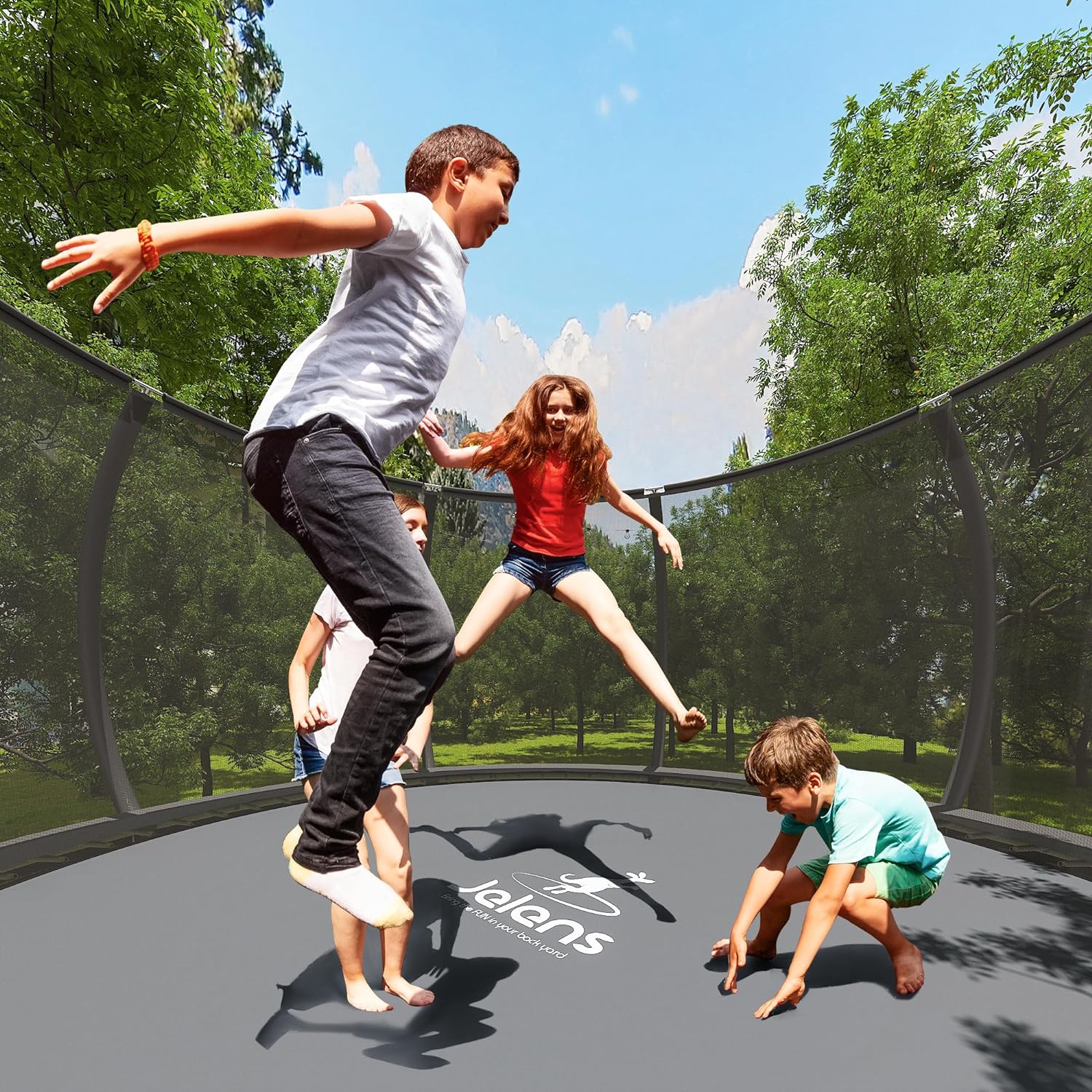 Trampoline Trampoline de loisirs avec filet de clôture et échelle, trampoline d'extérieur antirouille pour enfants et adultes