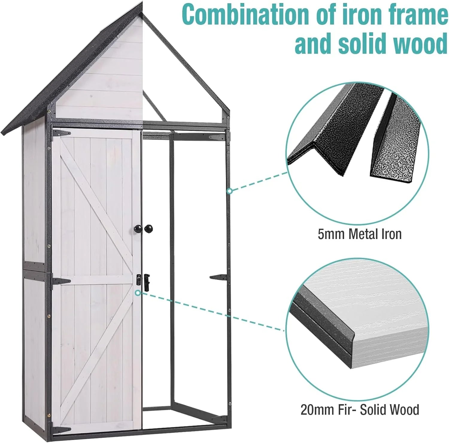Sheds Outdoor Storage Garden Shed with Metal Frame Structure and Adjustable Shelves Large Capacity Storage Tool Cabinet Box