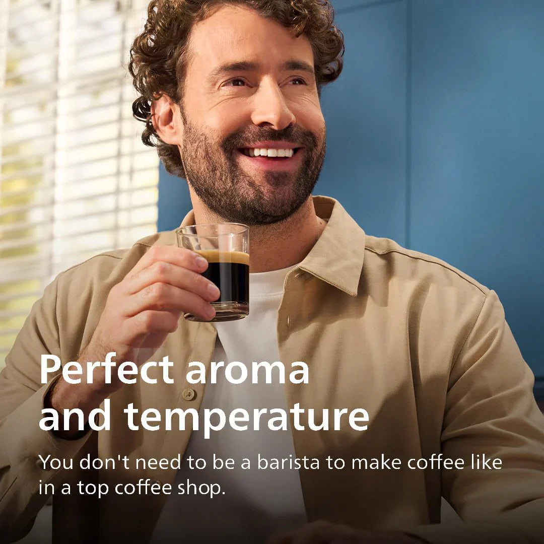 Machine à expresso entièrement automatique - 6 boissons chaudes et glacées avec broyeur en céramique