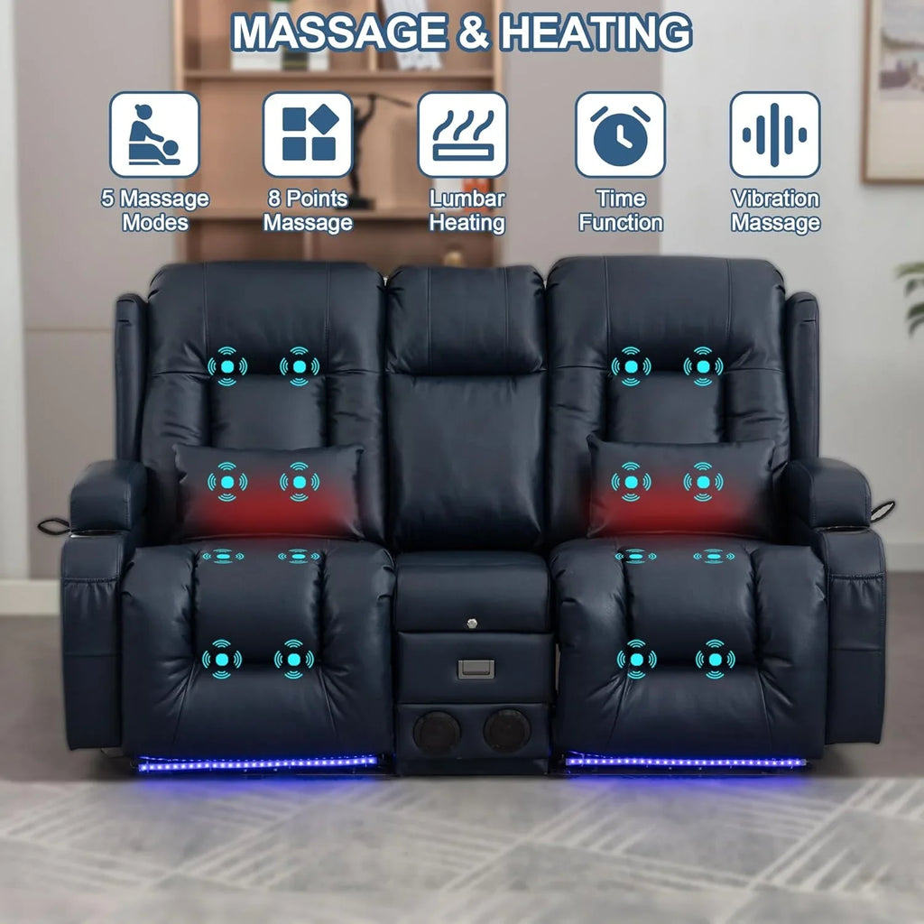 Canapé inclinable électrique TUNYI avec fonctions massage et chauffage, siège home cinéma avec console, canapé inclinable électrique pour camping-car