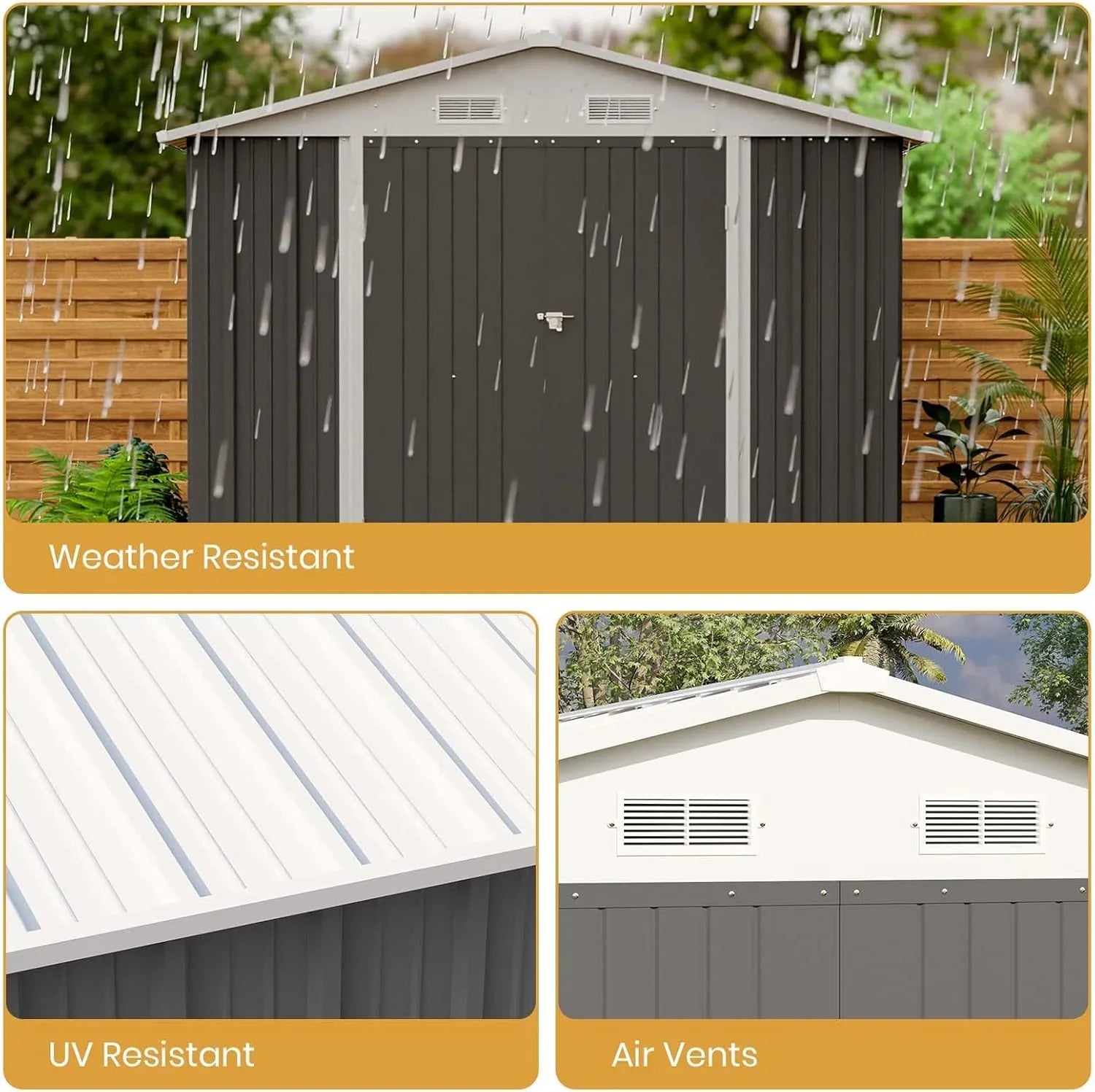 Patiowell Abri de rangement extérieur 5 x 3 pi, abri à outils avec toit en pente et porte verrouillable