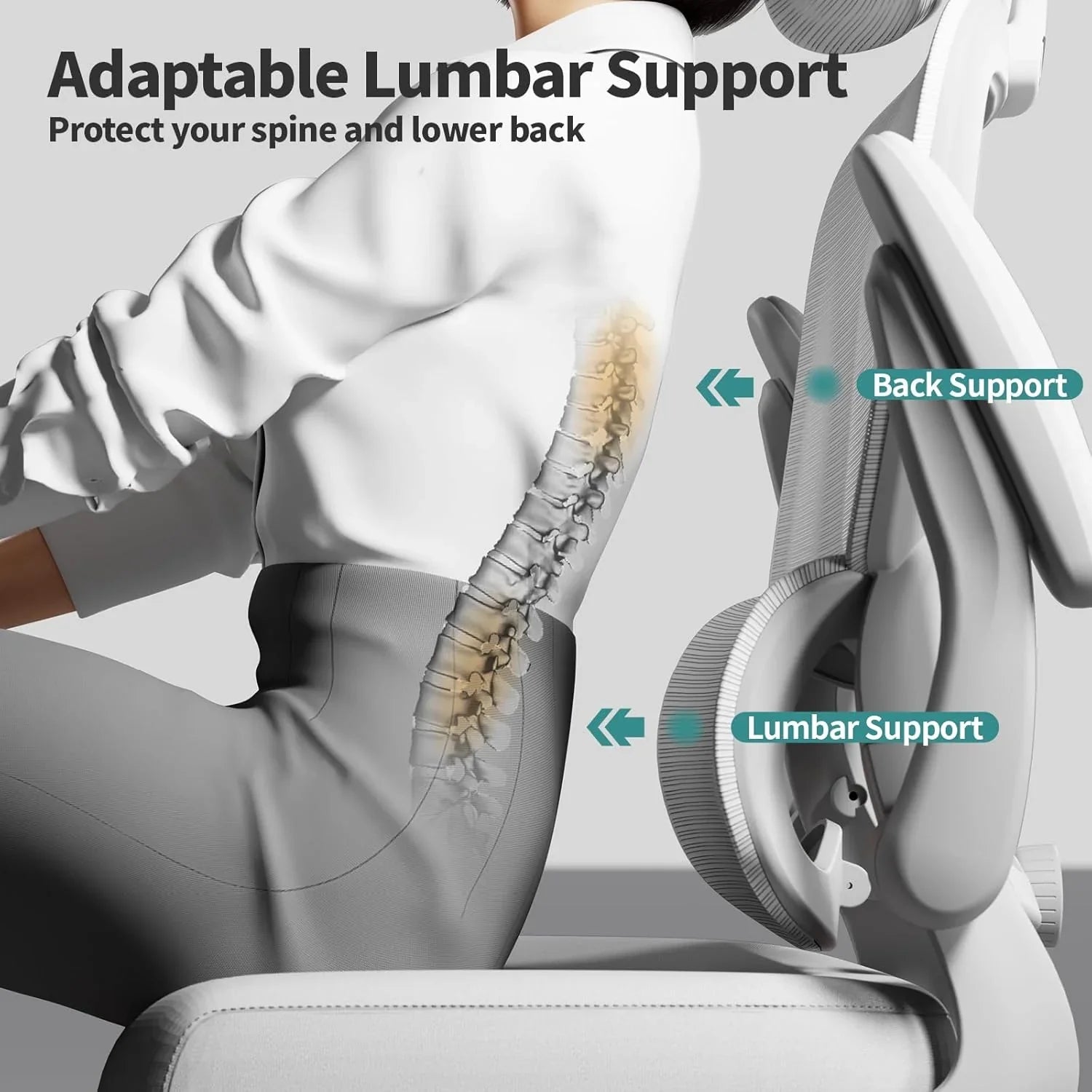 Chaise de bureau ergonomique, chaise de bureau en maille avec roulettes, capacité de charge de 150 kg, chaise de jeu confortable, dossier haut