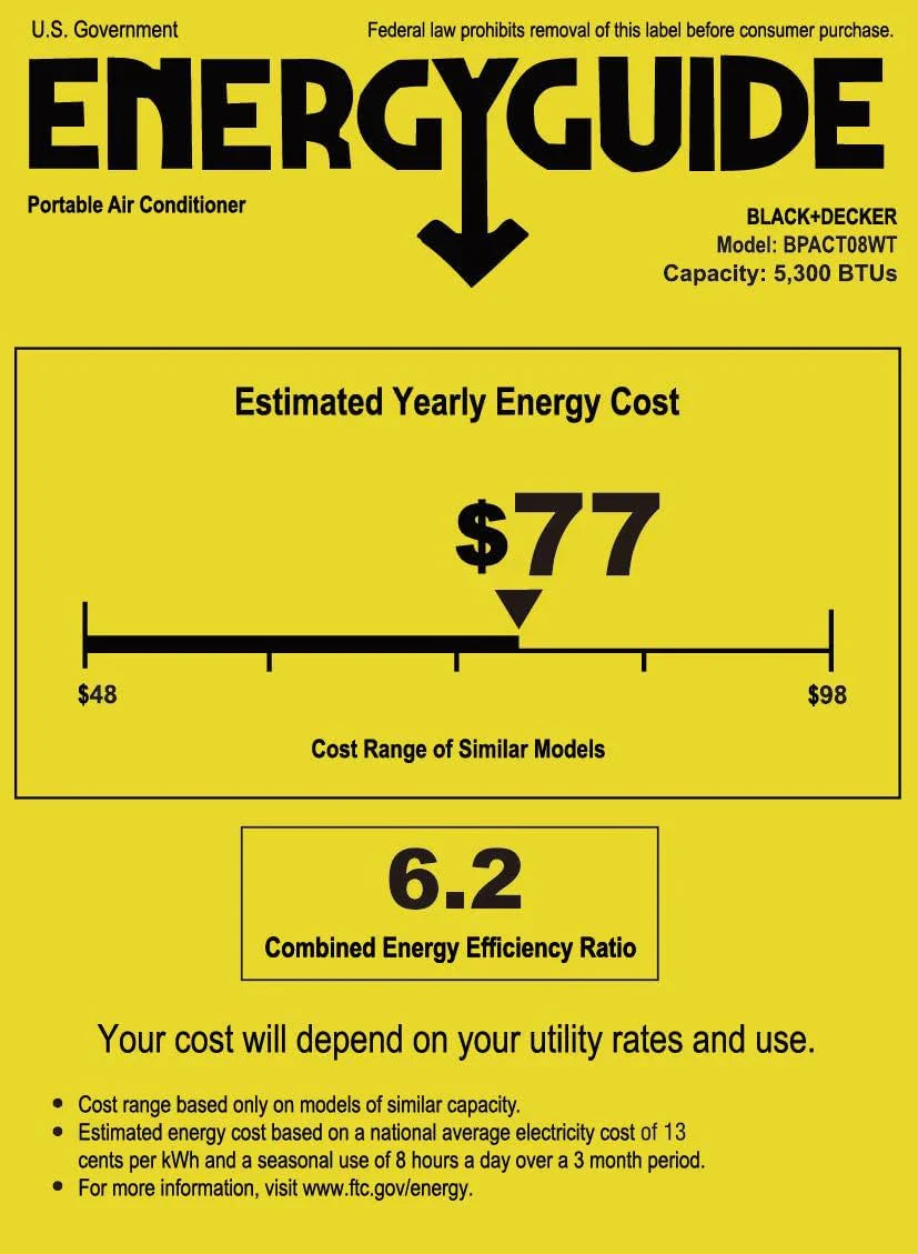 Climatiseur portatif BLACK+DECKER 10 000 BTU pour pièces jusqu'à 450 pi² avec télécommande
