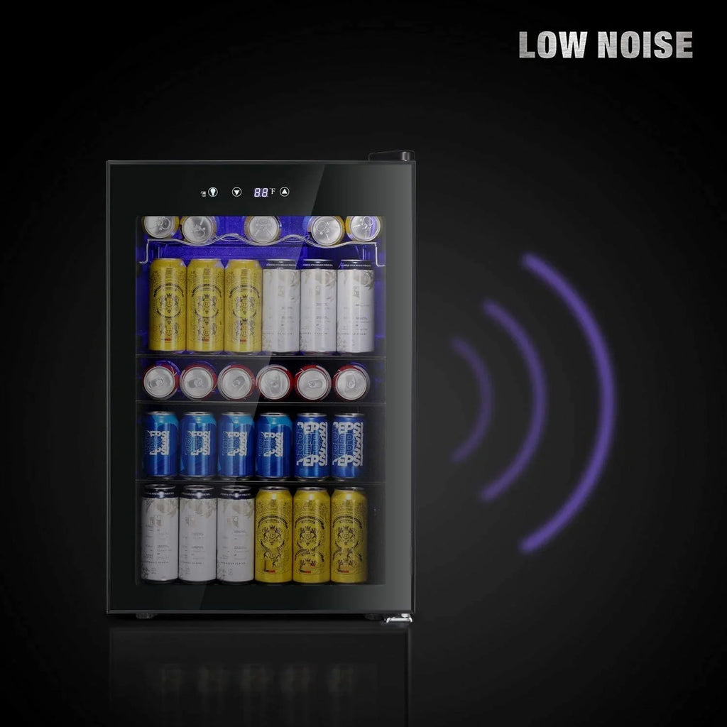 Réfrigérateur à boissons NJStar 68 canettes, mini-réfrigérateur à porte vitrée pour bière, boissons et vin, petit réfrigérateur autonome