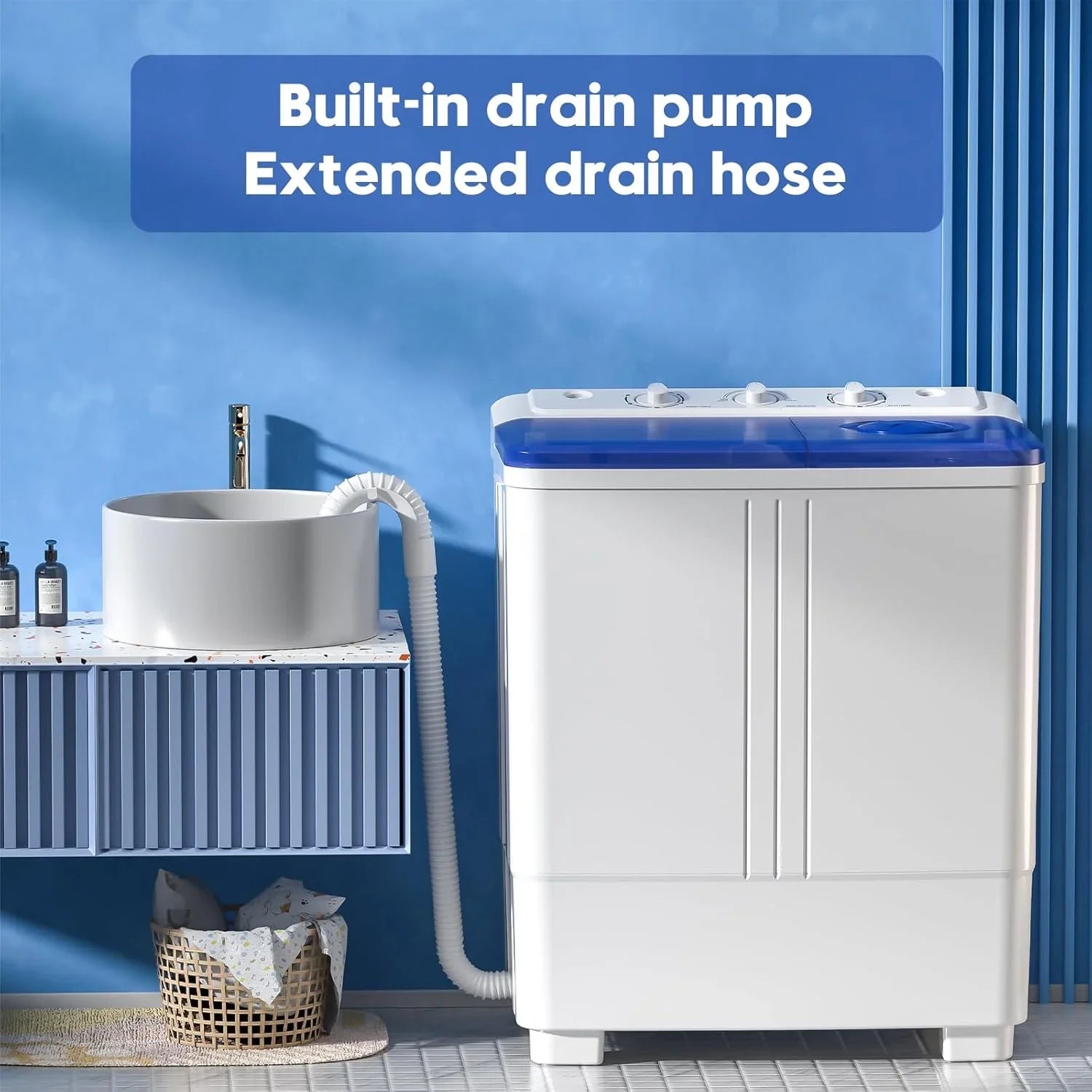 Machine à laver portable Auertech 28 lb Machine à laver à double cuve