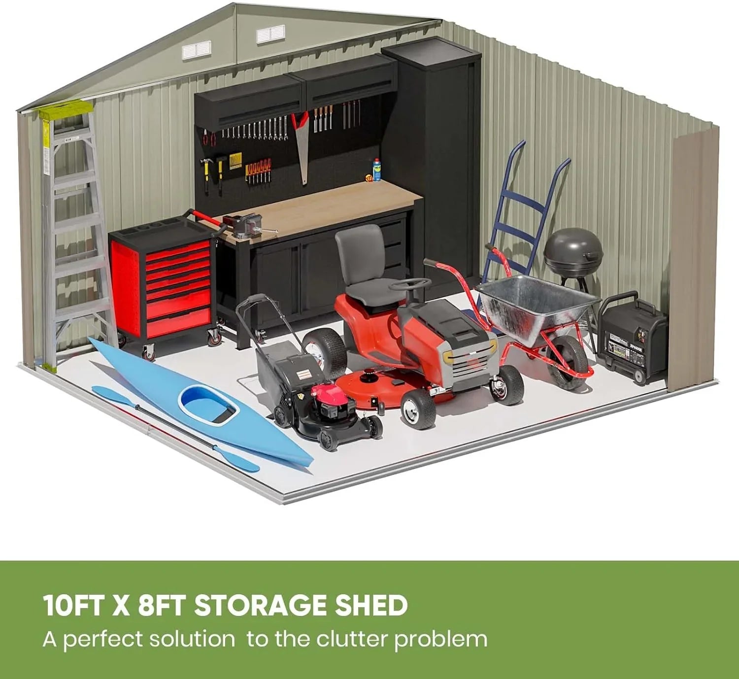 Patiowell Abri de rangement extérieur 5 x 3 pi, abri à outils avec toit en pente et porte verrouillable