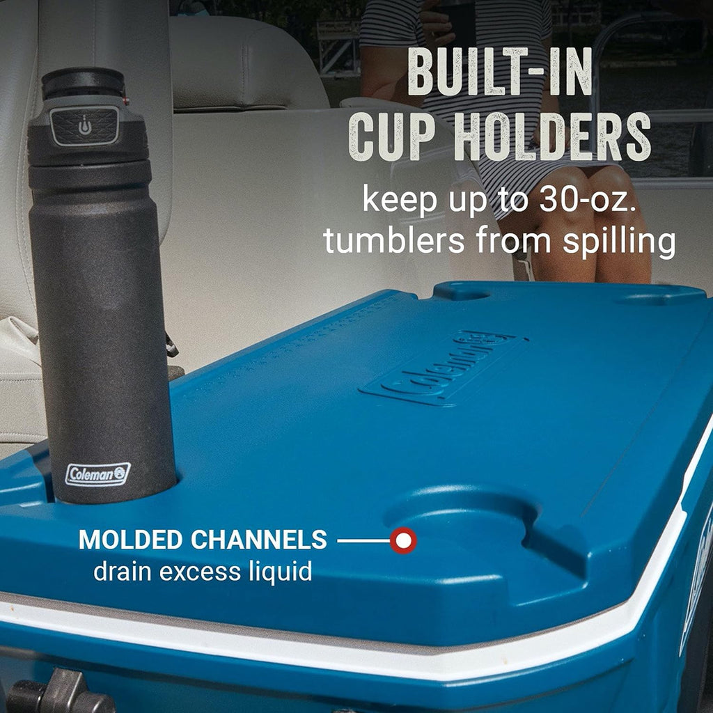 Glacière portable isotherme à roulettes Coleman, glacière rigide d'extérieur étanche, conserve la glace jusqu'à 5 jours, 100 litres