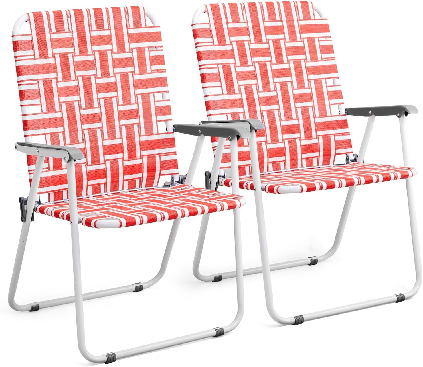 Lot de 2 chaises pliantes en toile pour patio VINGLI, chaise de plage portable pour extérieur, chaise de camping