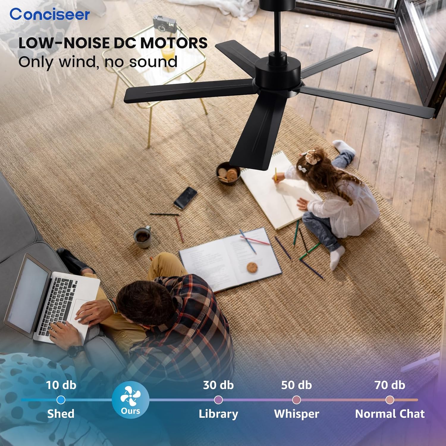 Ventilateur de plafond moderne 72 pouces chambre salon bibliothèque café extérieur/industriel