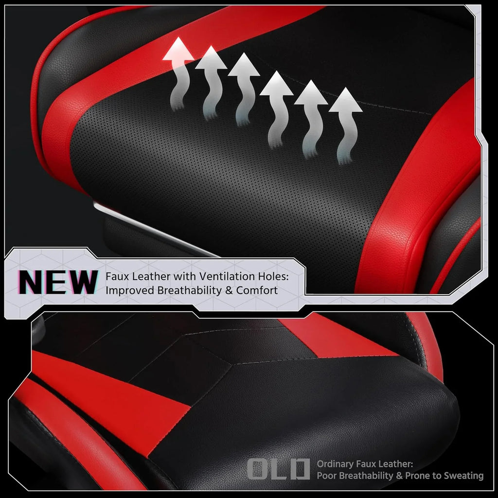 Chaise de jeu avec support lombaire massant et repose-pieds en hauteur Chaise de jeu de bureau