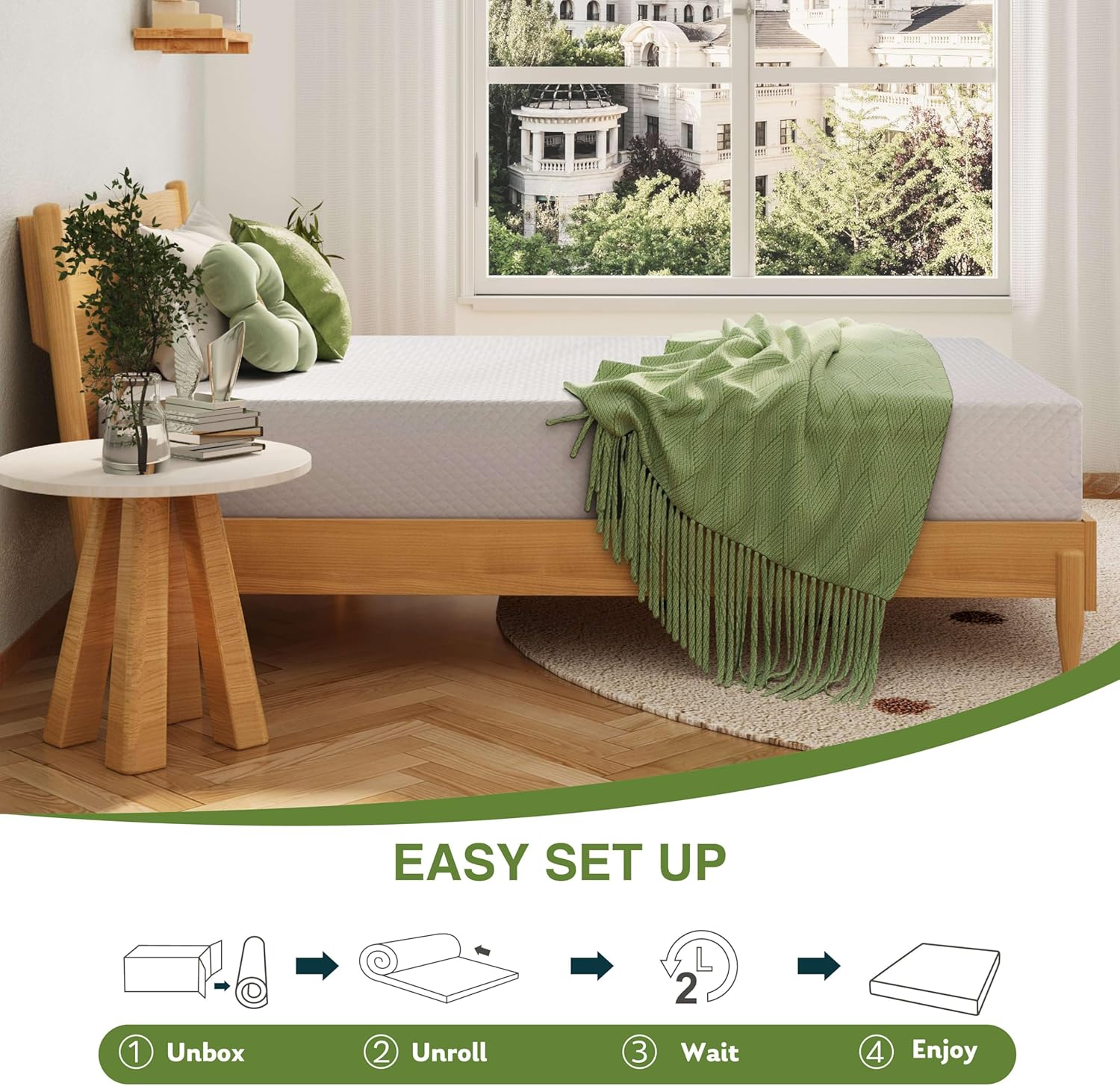 Matelas double de 8 pouces avec mousse à mémoire de forme pour un soutien moyennement ferme