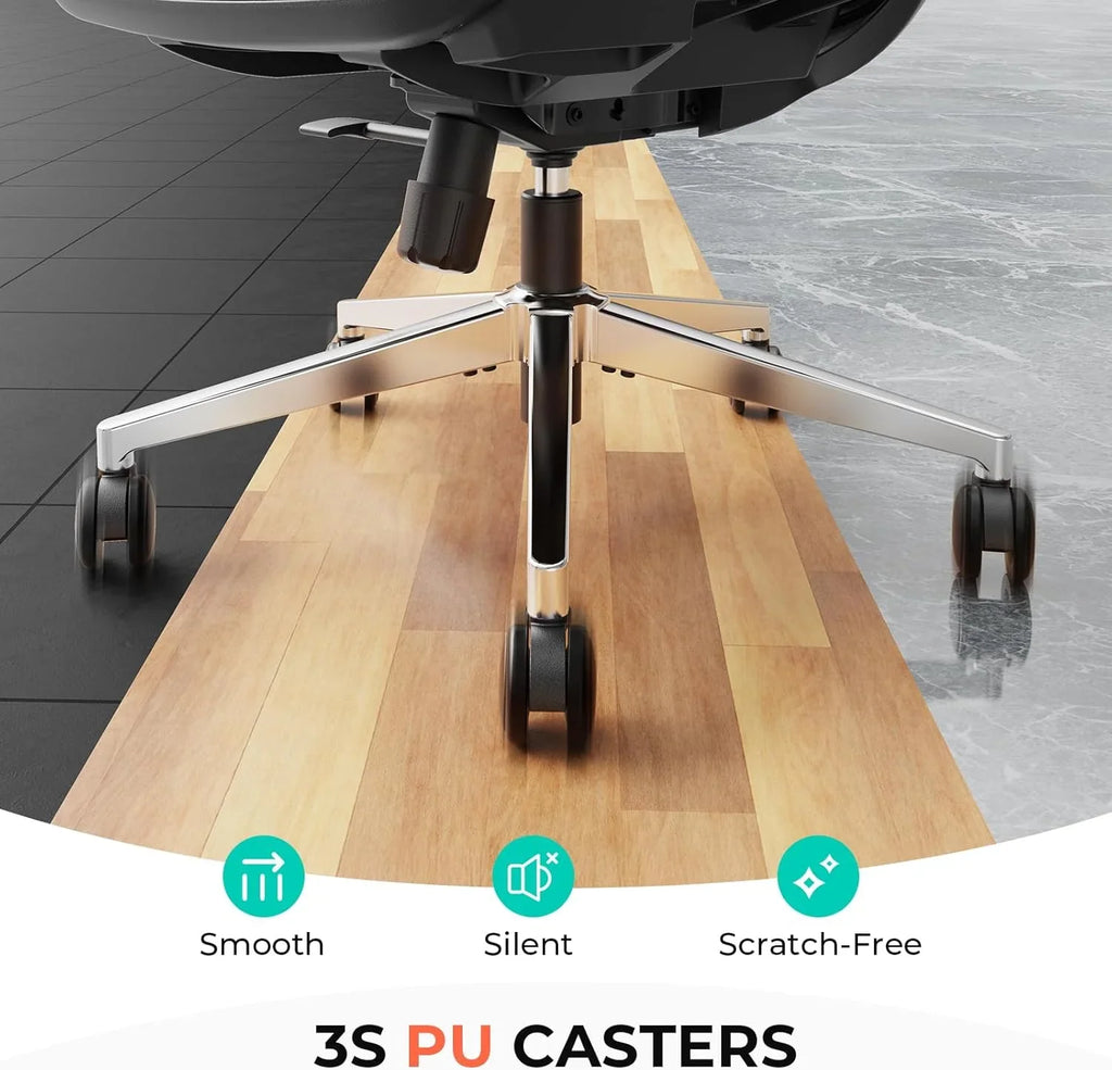 Chaise de bureau ergonomique en maille avec dossier haut réglable lombaire, capacité de charge de 400 lb