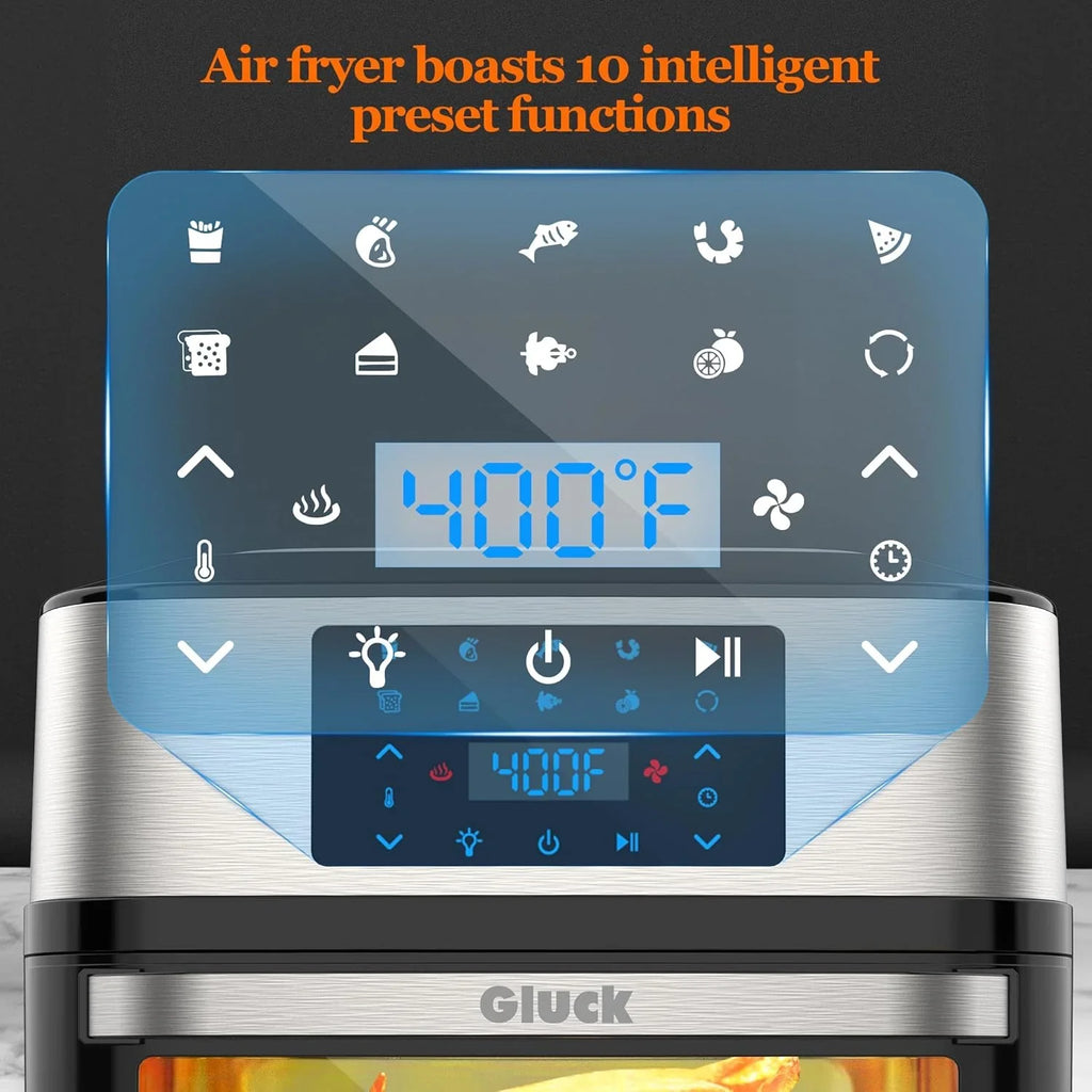 Grande friteuse à air de 20 litres, combo 10 en 1 avec fenêtre, rôtissoire, 3 grilles de déshydratation, certifiée ETL