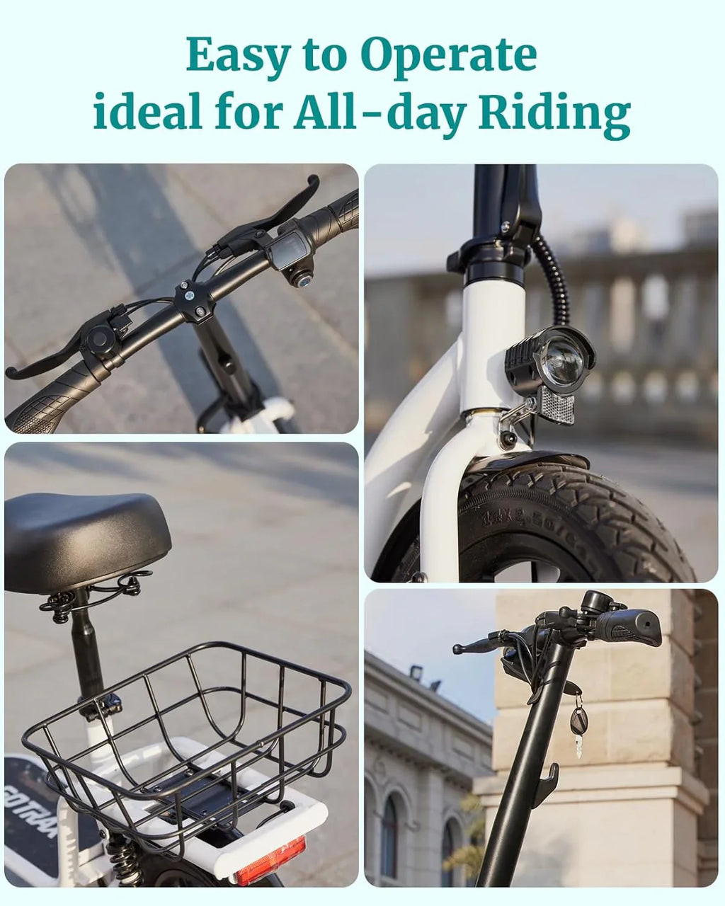 Trottinette électrique adulte Gotrax avec siège, autonomie maximale de 19 à 25 miles, pneus tout-terrain, pédales larges, siège rembourré et nacelle