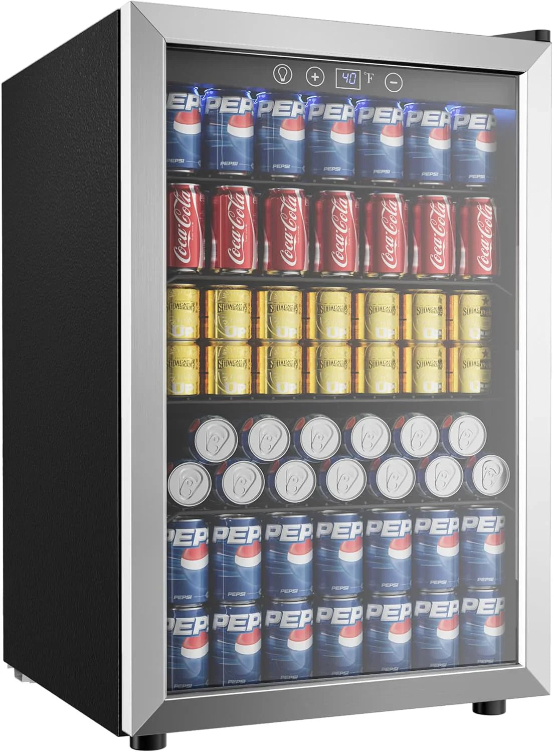 Réfrigérateur à boissons EUHOMY, mini-réfrigérateur 130 canettes avec porte vitrée pour soda, bière ou vin, refroidisseur de boissons pour la maison et le bureau