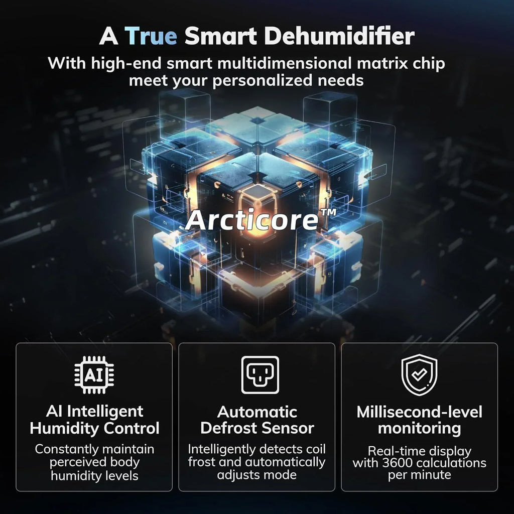 Déshumidificateur Energy Star 2025 le plus efficace de 4 500 pi², max. 80 pintes/jour Déshumidificateur à compresseur intelligent Humidificateur intelligent