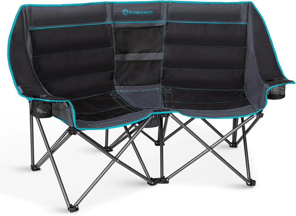Chaise de camping double avec glacière Chaise de camping pliante extra large pour 3 personnes avec capacité de charge de 1 000 livres