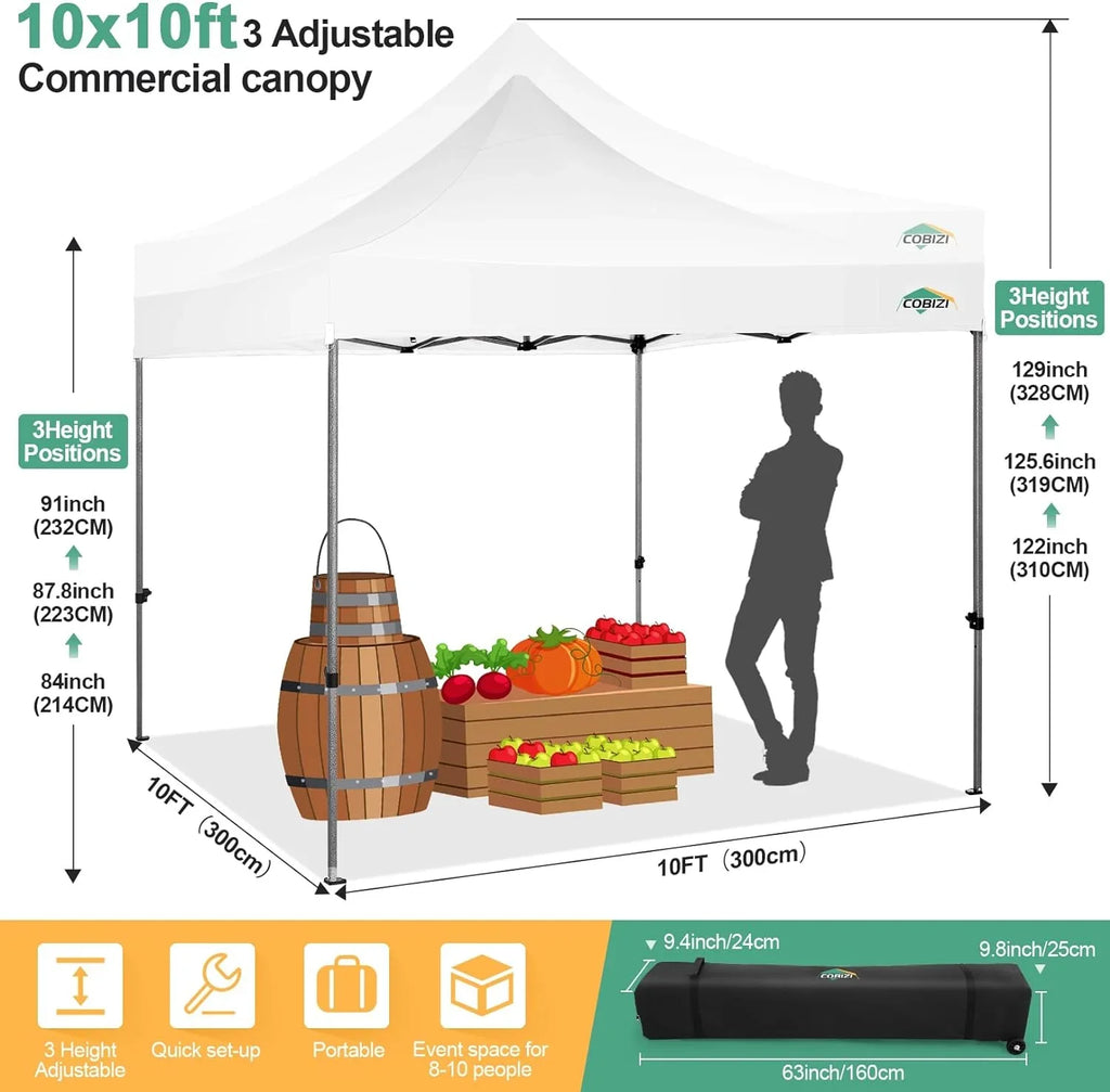 Tente pop-up robuste COBIZI 10x20 avec 6 parois latérales, facile à installer
