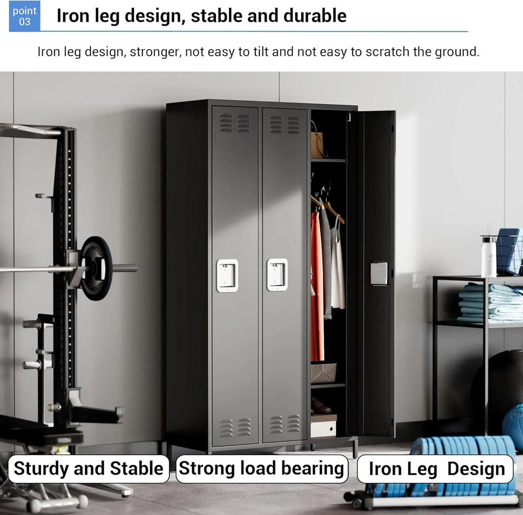 Casier GAOMON pour employés, armoire à casiers 6 portes avec crochets, casier de rangement