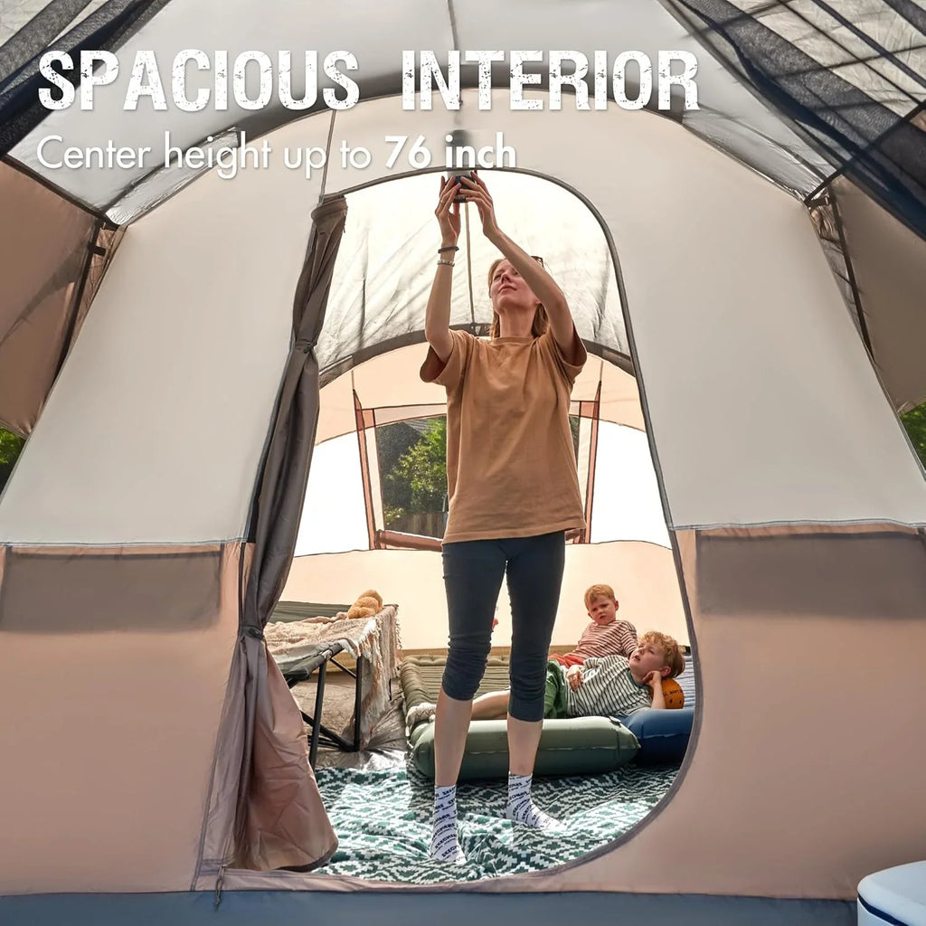 Tente de camping familiale PORTAL 6/8/10 personnes avec moustiquaire, grande tente tunnel étanche