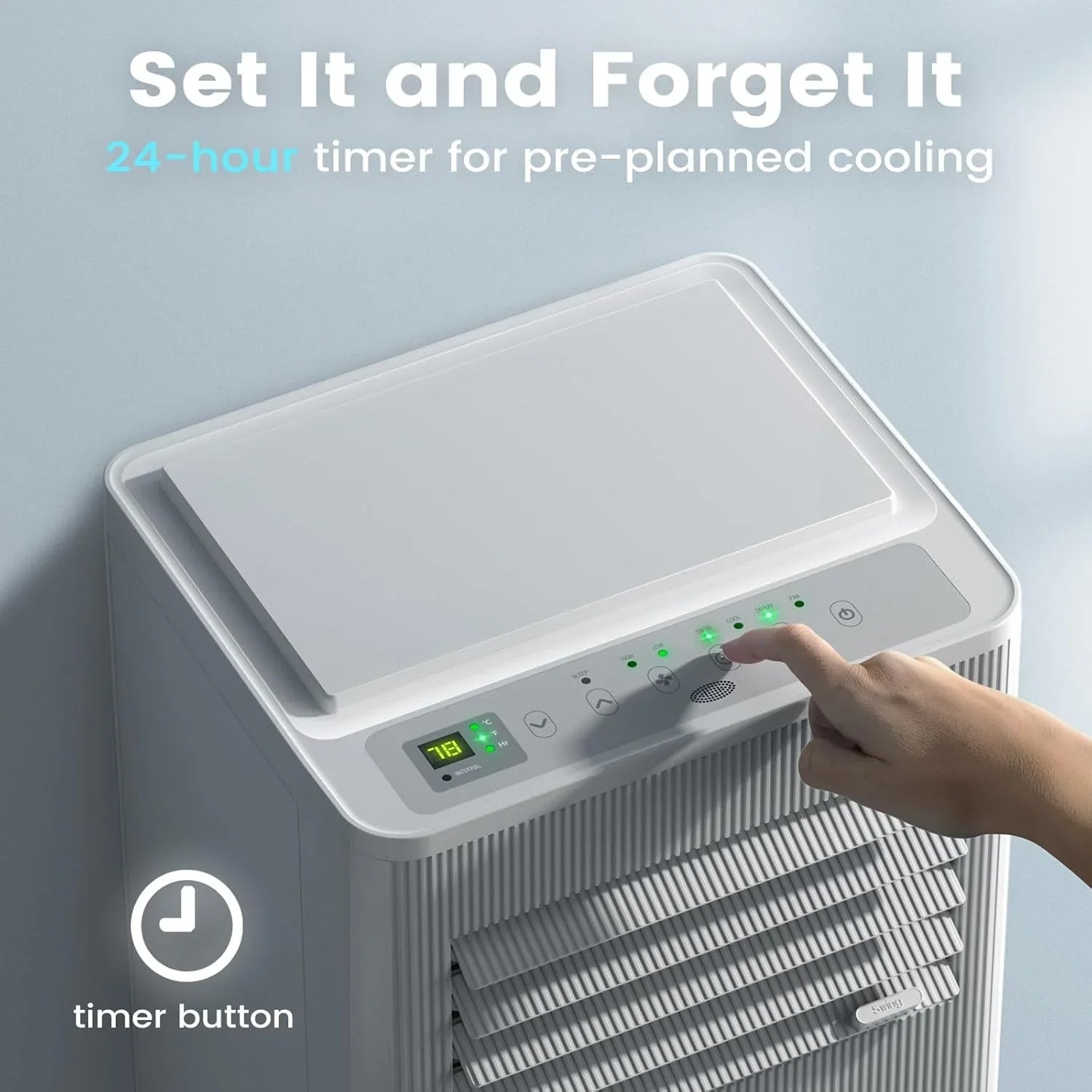 Climatiseur portatif Air Choice, 10 000 BTU, pour pièce jusqu'à 450 pi², télécommande, minuterie 24 h, modes déshumidificateur et ventilateur.