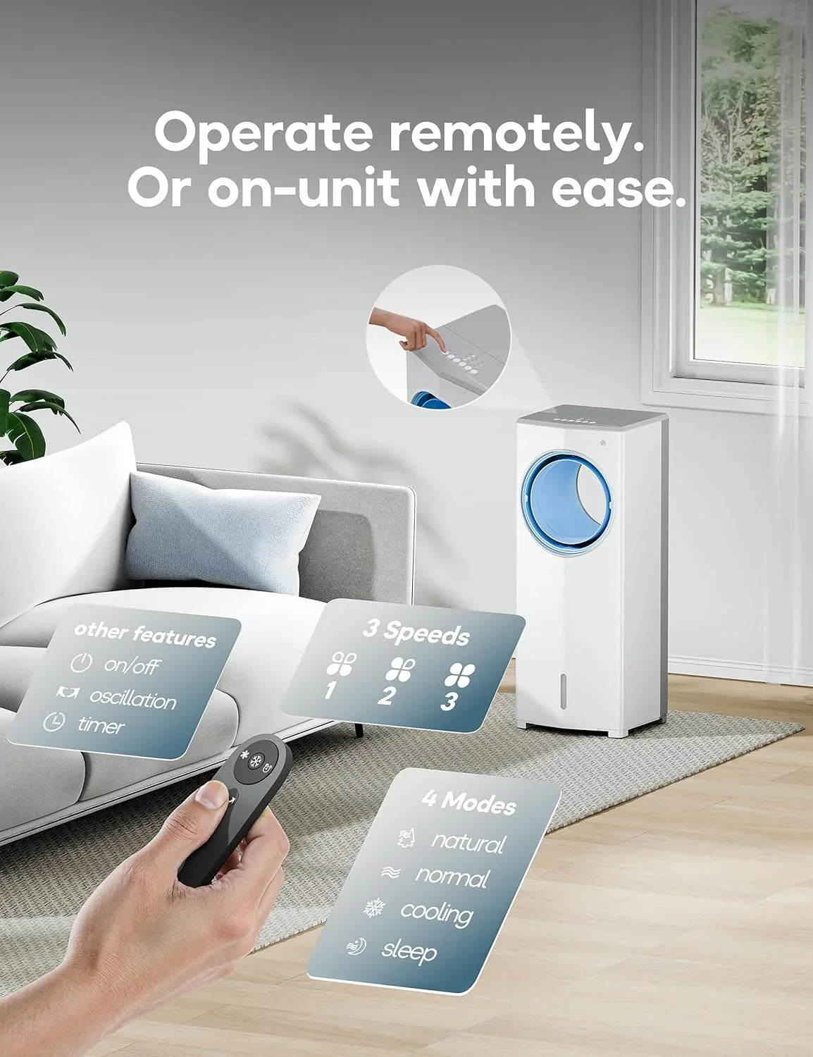 Climatiseur portatif sans fenêtre, petit refroidisseur d'air par évaporation de 26,3 pouces pour pièces sans fenêtre