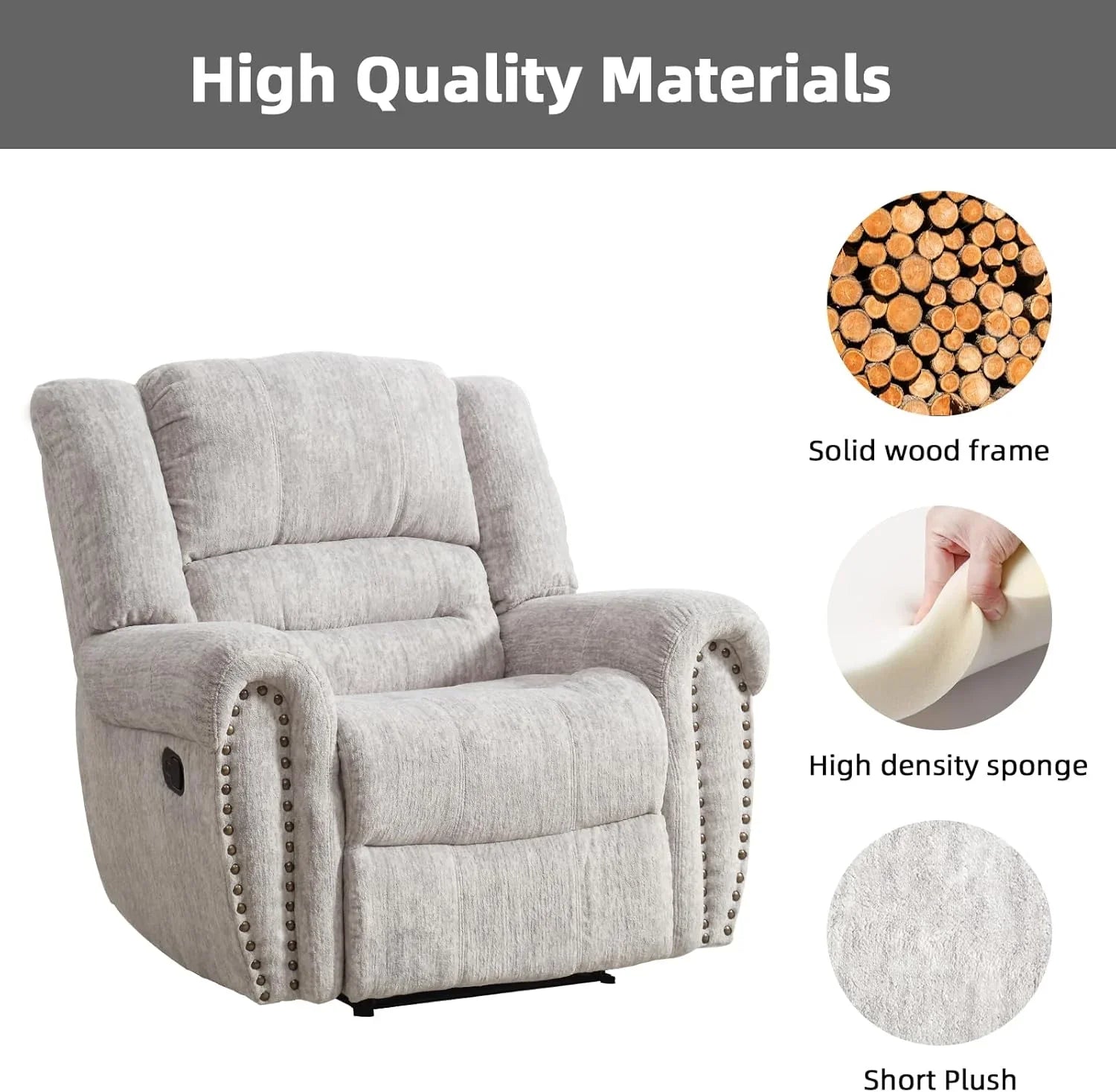 Fauteuil inclinable en cuir, fauteuil inclinable manuel traditionnel classique, canapé simple pour le salon