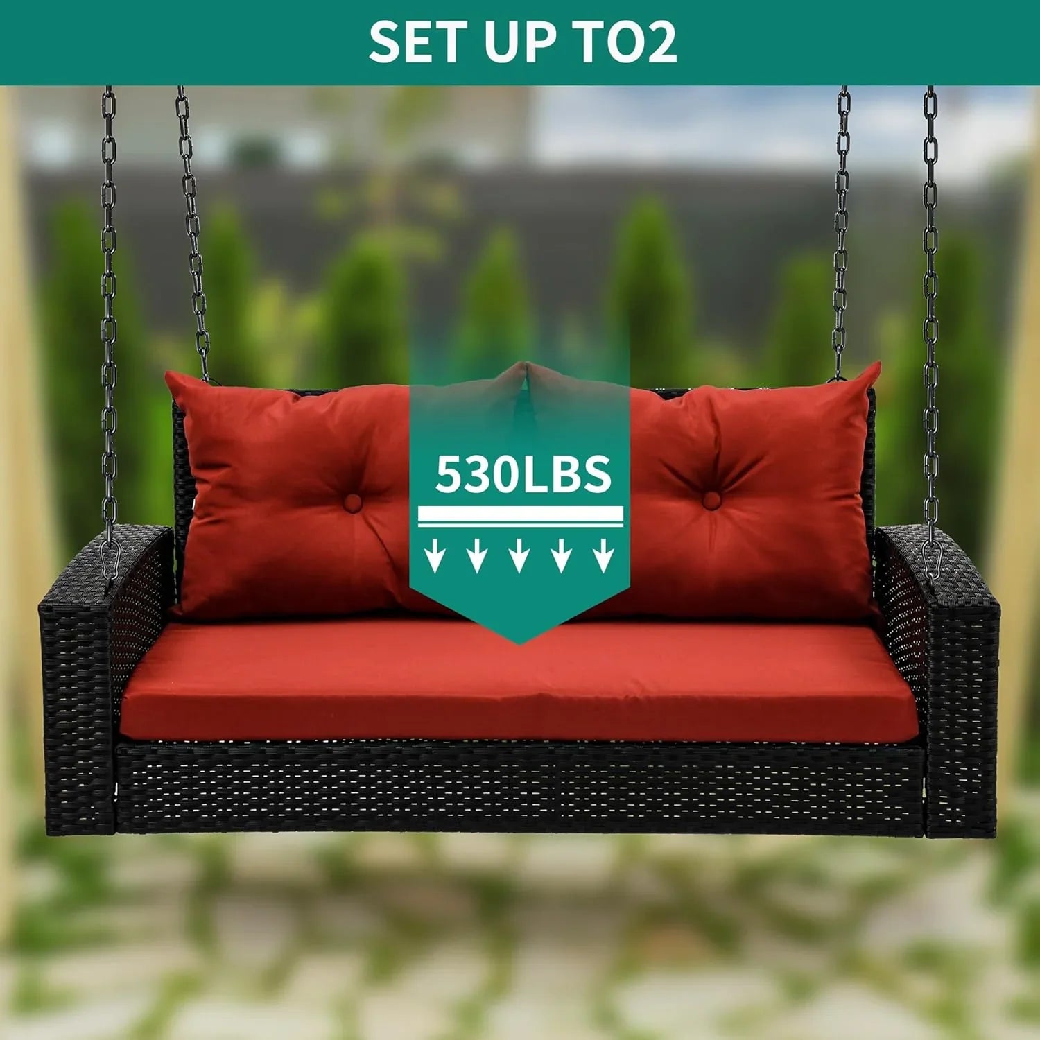 YITAHOME Balancelle suspendue pour porche, 3 places, banc d'extérieur en osier