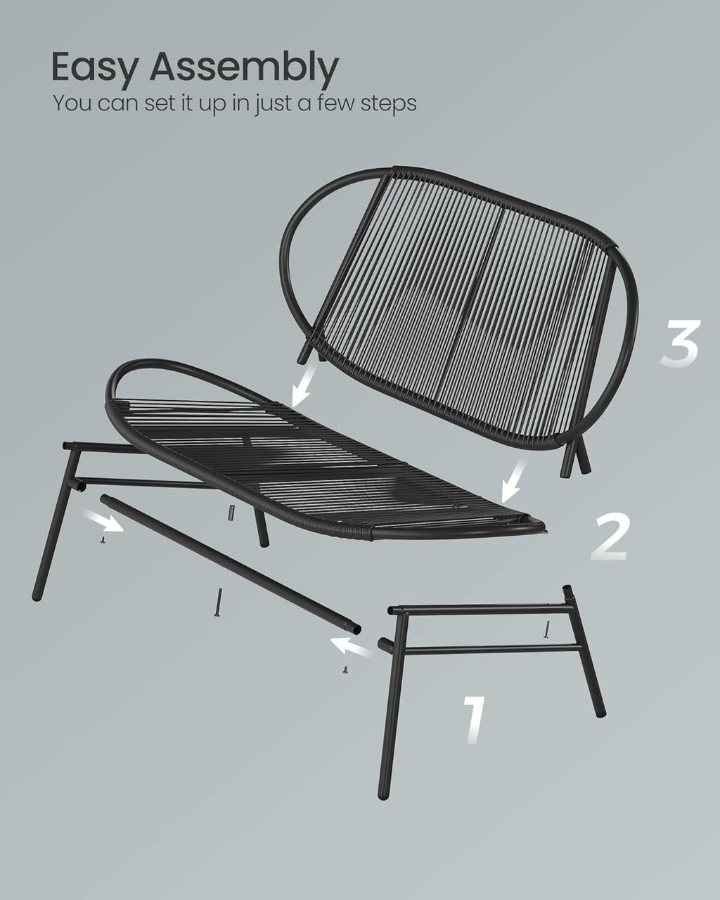 Canapé d'extérieur 2 places avec dossier en rotin synthétique