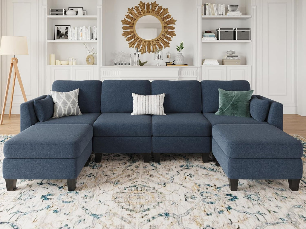 Canapé sectionnel modulable, canapé convertible en U, mousse à mémoire de forme haute densité, canapé sectionnel confortable 6 places