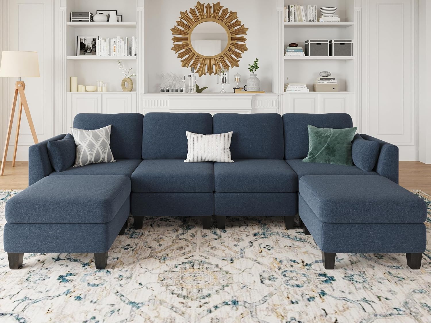 Canapé sectionnel modulable, canapé convertible en U, mousse à mémoire de forme haute densité, canapé sectionnel confortable 6 places