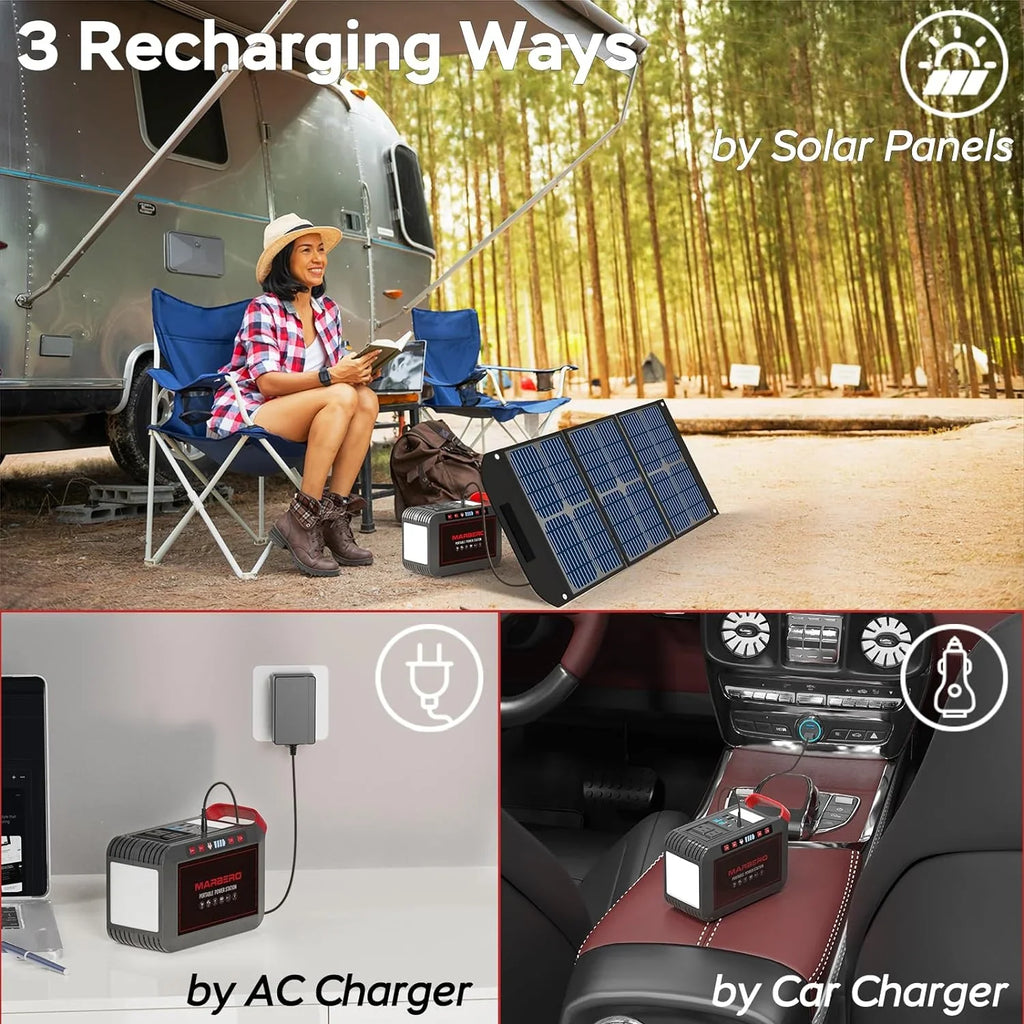 Centrale électrique portable 88 Wh, générateur solaire au lithium pour camping, charge rapide avec prise secteur, batterie externe de 120 W de pointe