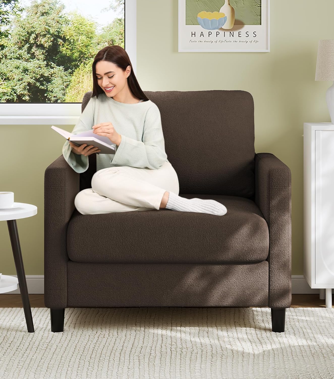 Causeuse de 51 pouces, causeuse confortable en velours côtelé