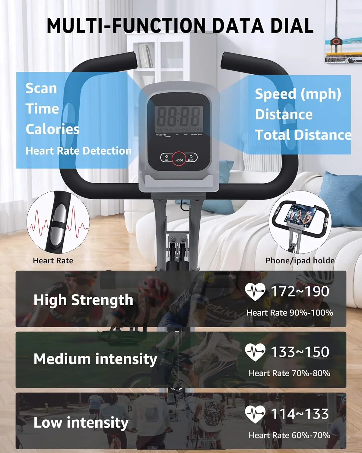 Vélo d'appartement pliable 5 en 1 pour usage domestique, vélo d'appartement d'intérieur