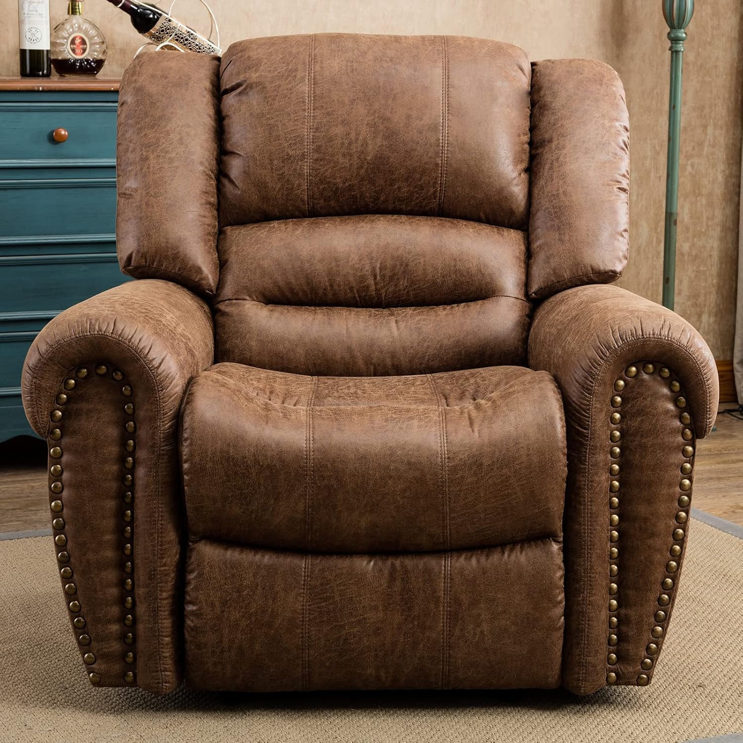 Fauteuil inclinable en cuir, fauteuil inclinable manuel traditionnel classique, canapé simple pour le salon