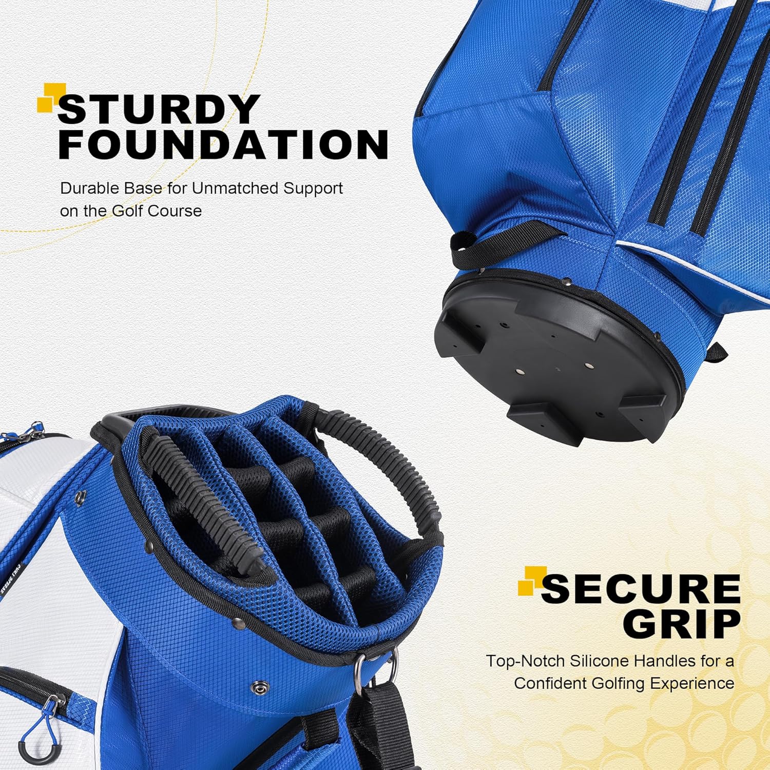 Sac de chariot de golf, organiseur à 15 compartiments, compartiment supérieur avec poignées et housse de pluie