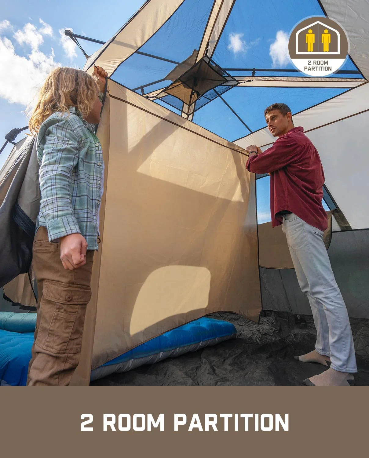 Tente de camping portable pour 4/6/8/10 personnes avec cabine instantanée et résistante à la pluie et au vent