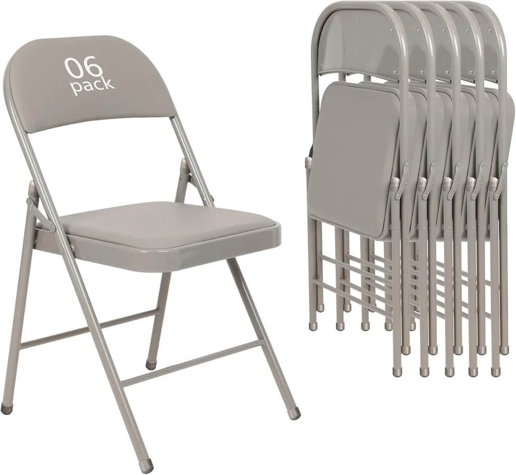 Lot de 6 chaises pliantes noires avec chaises en cuir pour événements intérieurs et extérieurs, chaises rembourrées pour bureau, mariage, fête