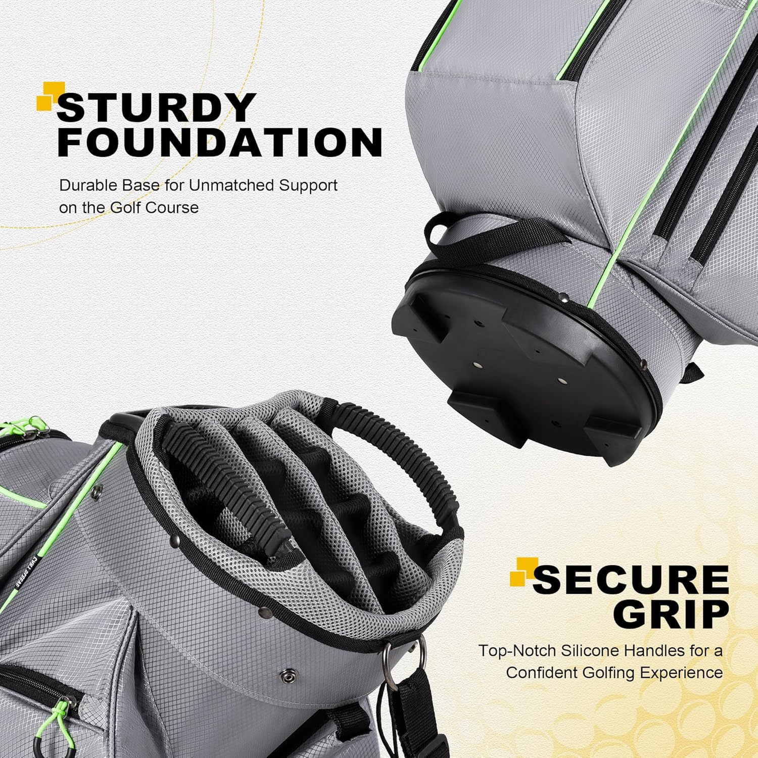 Sac de chariot de golf, organiseur à 15 compartiments, compartiment supérieur avec poignées et housse de pluie