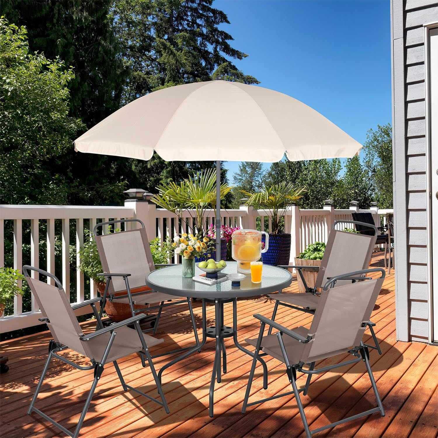 Ensemble table et chaises de salle à manger pliantes Vongrasig 6 pièces