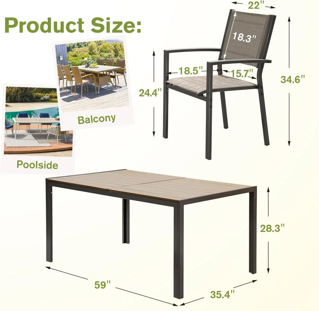Ensemble de table à manger de patio Homall pour meubles d'extérieur