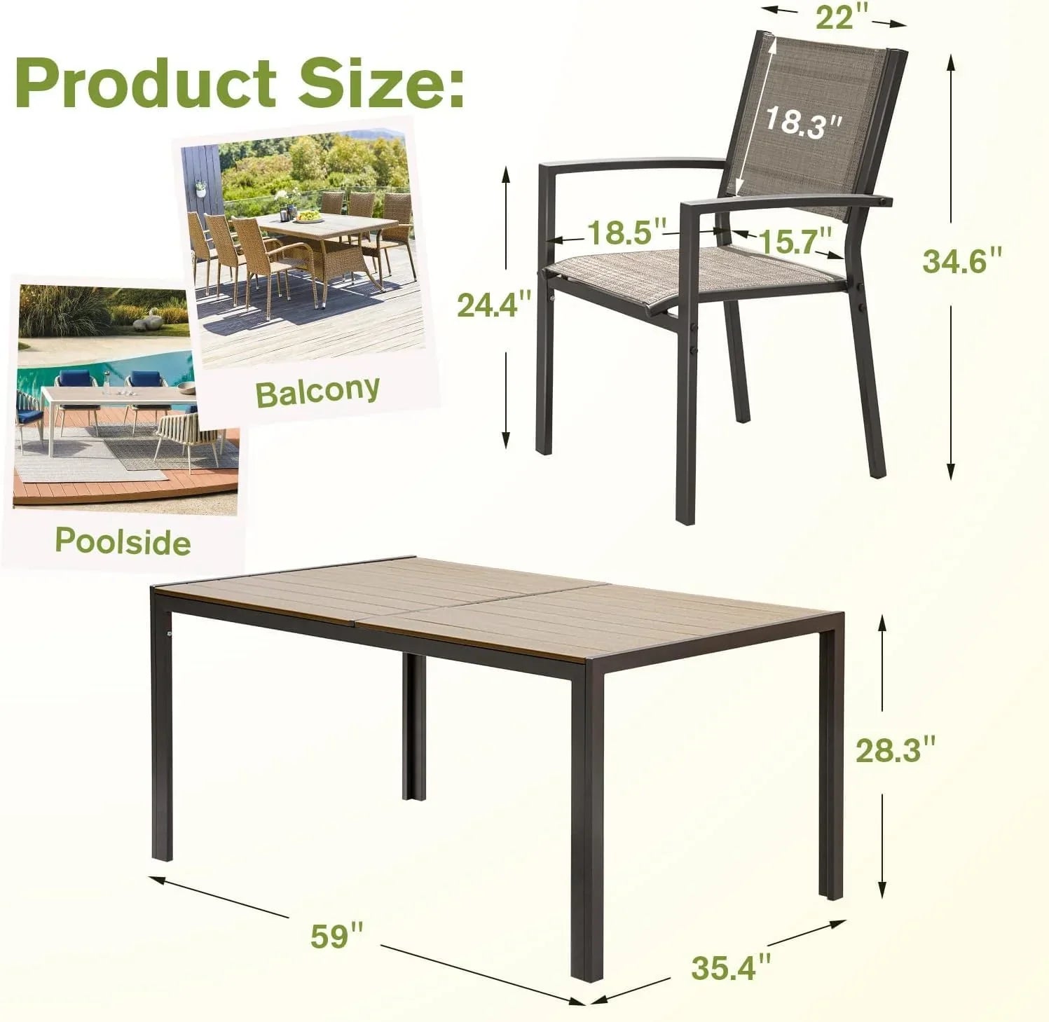 Ensemble de table à manger de patio Homall pour meubles d'extérieur