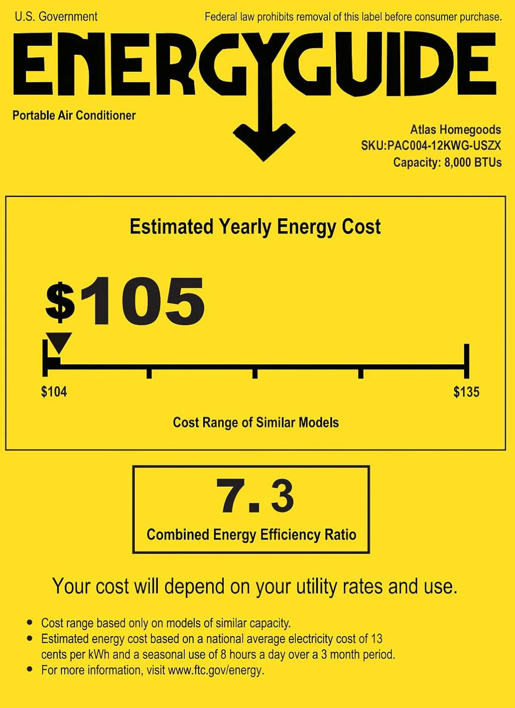 Climatiseur portatif EUHOMY 8 000 BTU, 4 en 1, couvre jusqu'à 350 pi², 4 modes, silencieux, avec télécommande, refroidissement, ventilateur, déshumidificateur
