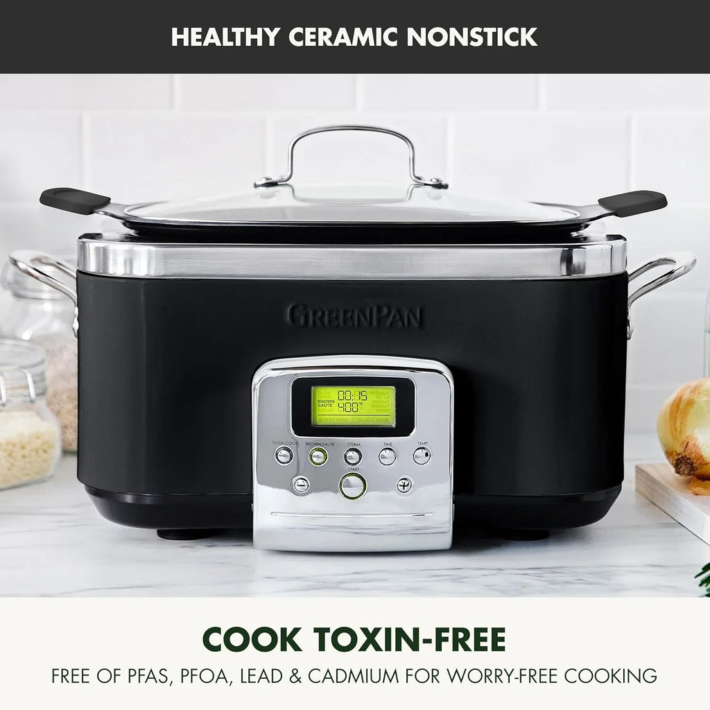 Mijoteuse électrique programmable 8 en 1 de 6 litres avec couvercle lavable au lave-vaisselle et base amovible