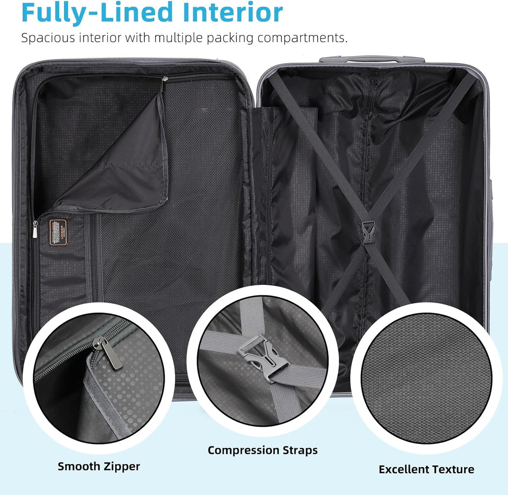 Ensemble de bagages 6 pièces, ensemble de valises rigides extensibles avec roulettes pivotantes, ensemble de bagages à roulettes légers