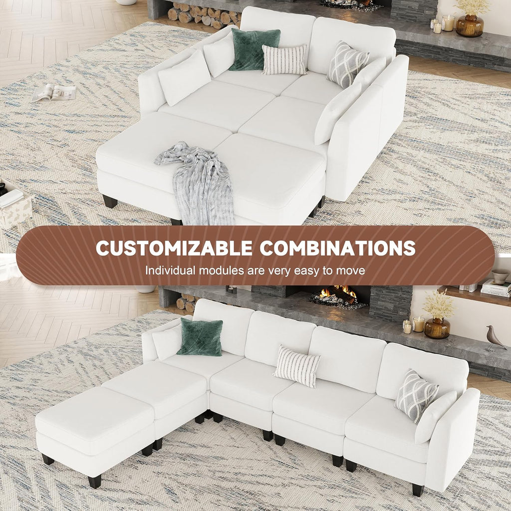 Canapé sectionnel modulable, canapé convertible en U, mousse à mémoire de forme haute densité, canapé sectionnel confortable 6 places