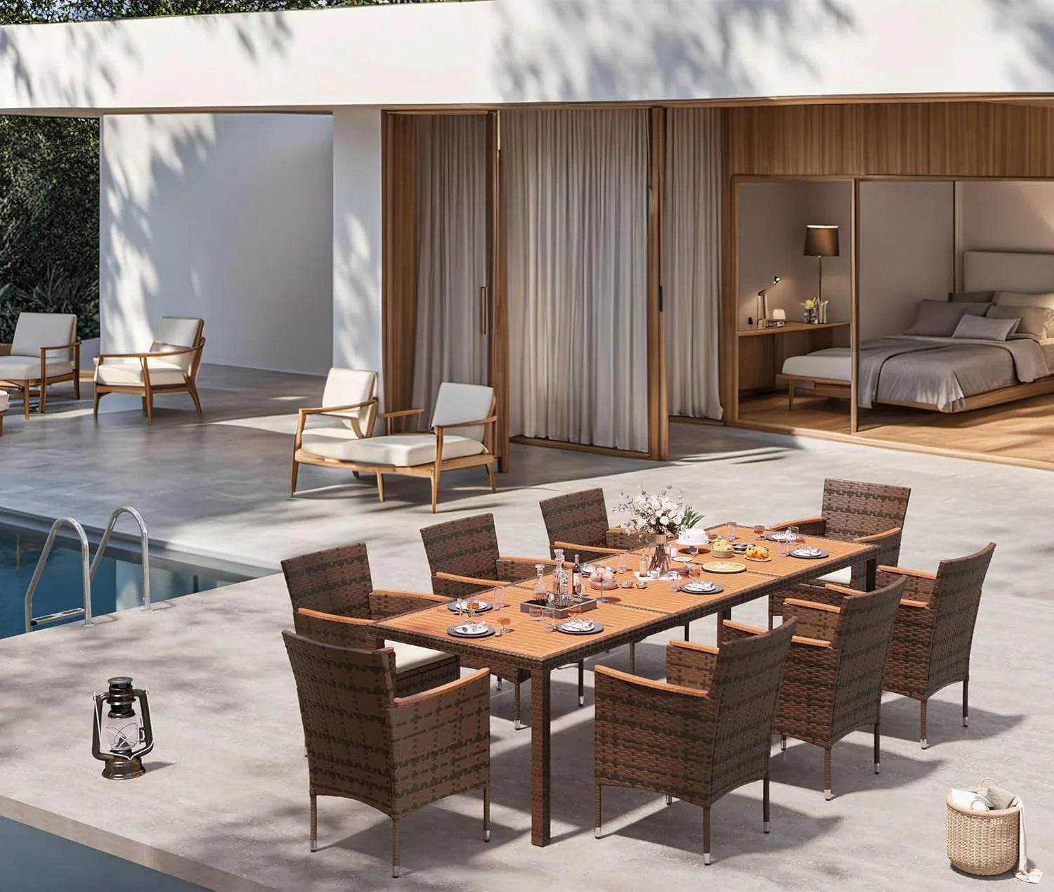 Ensemble de meubles de salle à manger Devoko 7 pièces, ensemble de salon de patio,